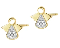 Outlet Apart Kolczyki z żółtego złota z diamentami - aniołki - 0,01 ct - próba 375