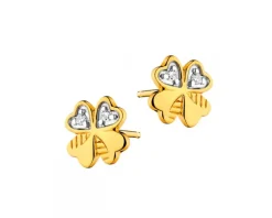 Apart Kolczyki z żółtego złota z diamentami - koniczyny - 0,02 ct - próba 585< Kolczyki Z Diamentami