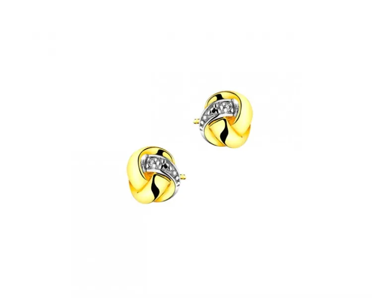Outlet Apart Kolczyki z żółtego złota z diamentami - 0,005 ct - próba 375