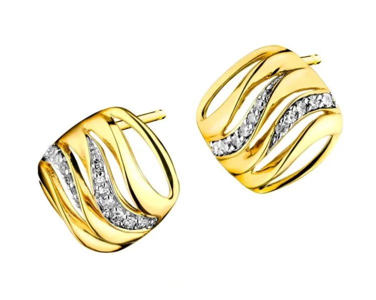 Apart Kolczyki z żółtego złota z diamentami - 0,12 ct - próba 585< Wszystkie