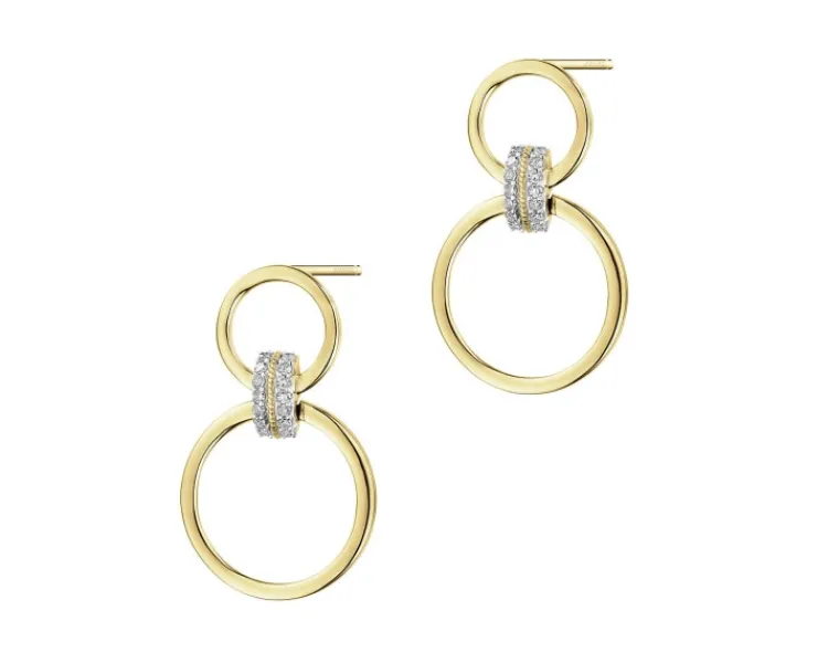 Apart Kolczyki z żółtego złota z diamentami - koła - 0,10 ct - próba 375< Kolczyki Z Diamentami