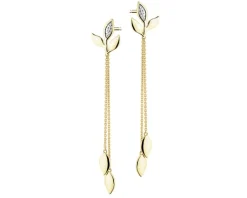 Apart Kolczyki z żółtego złota z diamentami - liście - 0,008 ct - próba 375