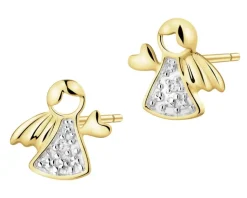 Best Apart Kolczyki z żółtego złota z diamentami - aniołki - 0,008 ct - próba 585