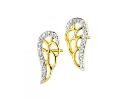 Apart Kolczyki z żółtego złota z diamentami - skrzydła - 0,02 ct - próba 375< Kolczyki Z Diamentami