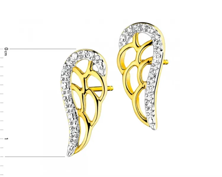 Apart Kolczyki z żółtego złota z diamentami - skrzydła - 0,02 ct - próba 375< Kolczyki Z Diamentami