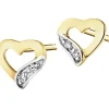 Apart Kolczyki z żółtego złota z diamentami - serca - 0,008 ct - próba 375< Kolczyki Z Diamentami