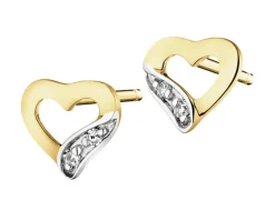 Apart Kolczyki z żółtego złota z diamentami - serca - 0,008 ct - próba 375< Kolczyki Z Diamentami
