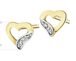 Apart Kolczyki z żółtego złota z diamentami - serca - 0,008 ct - próba 375< Kolczyki Z Diamentami