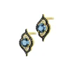 New Apart Kolczyki z żółtego złota z diamentami i topazami London Blue - próba 585
