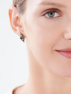 New Apart Kolczyki z żółtego złota z diamentami i topazami London Blue - próba 585