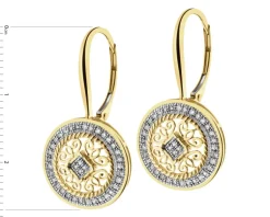 Apart Kolczyki z żółtego złota z diamentami - rozety - 0,20 ct - próba 585< Kolczyki Z Diamentami