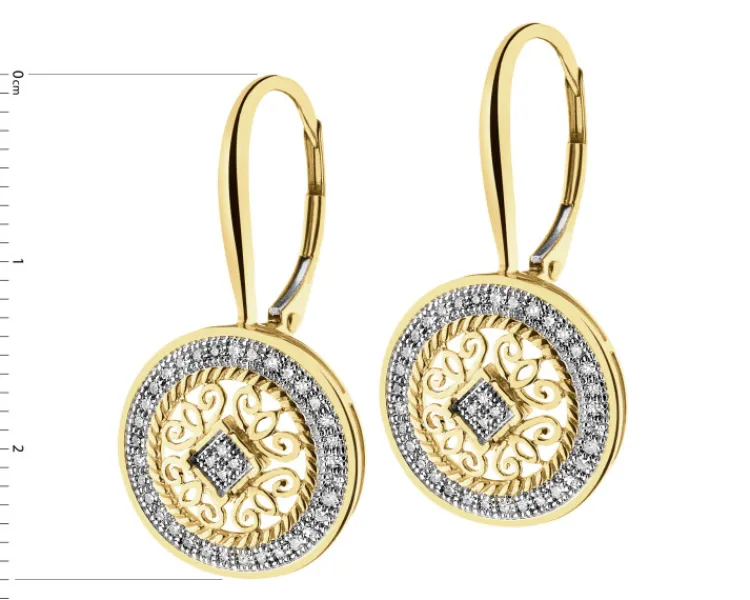 Apart Kolczyki z żółtego złota z diamentami - rozety - 0,20 ct - próba 585< Kolczyki Z Diamentami