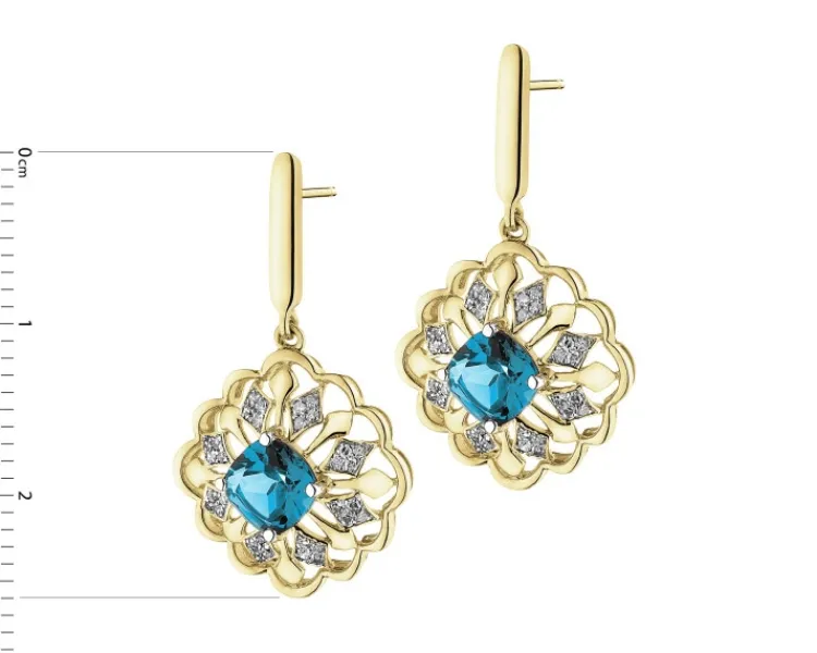 Apart Kolczyki z żółtego złota z diamentami i topazami London Blue - próba 585< Wszystkie