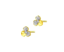 Apart Kolczyki z żółtego złota z diamentami - kwiaty - 0,05 ct - próba 375