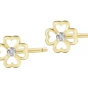 Outlet Apart Kolczyki z żółtego złota z diamentami - koniczyny - 0,005 ct - próba 375