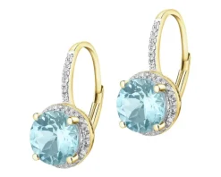 New Apart Kolczyki z żółtego złota z diamentami i topazami Sky Blue - próba 585