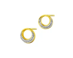 Apart Kolczyki z żółtego złota z diamentami - koła - 0,10 ct - próba 585< Kolczyki Z Diamentami