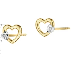 Apart Kolczyki z żółtego złota z diamentami - serca - 0,008 ct - próba 585< Wszystkie
