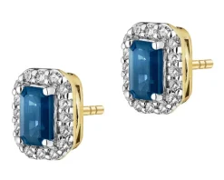 Sale Apart Kolczyki z żółtego złota z diamentami i szafirami - próba 585