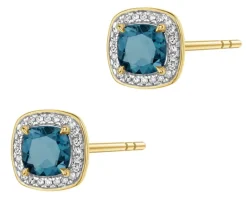 Apart Kolczyki z żółtego złota z diamentami i topazami London Blue - próba 585< Wszystkie