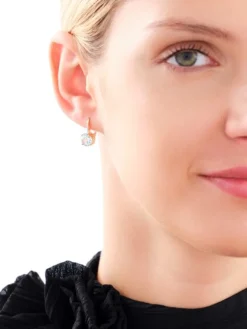 Best Apart Kolczyki z żółtego złota z diamentami i topazami Sky Blue - próba 585