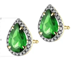 Apart Kolczyki z żółtego złota z diamentami i szmaragdami syntetycznymi - próba 375< Kolczyki Z Diamentami