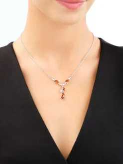 Apart Naszyjnik srebrny z bursztynem