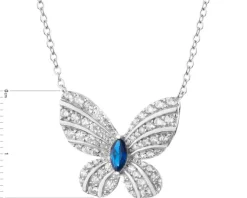 Clearance Apart Naszyjnik srebrny z cyrkoniami i szlifowanym szkłem - motyl