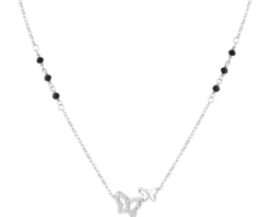 Clearance Apart Naszyjnik srebrny z cyrkoniami i szlifowanym szkłem - motyle