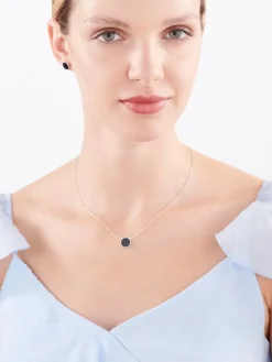 Clearance Apart Naszyjnik srebrny z onyksem - koło