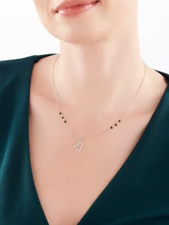 Apart Naszyjnik srebrny ze szlifowanym szkłem - serce< Naszyjniki