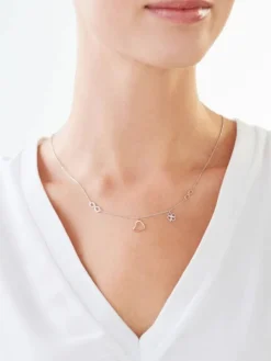Apart Naszyjnik z białego złota z diamentami - serce, nieskończoność, koniczyna - 0,01 ct - próba 585