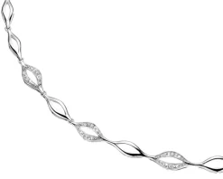 Hot Apart Naszyjnik z białego złota z diamentami - 45 cm, - 0,10 ct - próba 750
