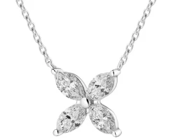 Online Apart Naszyjnik z białego złota z diamentami - kwiat - 0,43 ct - próba 585