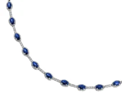 Apart Naszyjnik z białego złota z diamentami i szafirami - 43 cm - próba 585< Naszyjniki