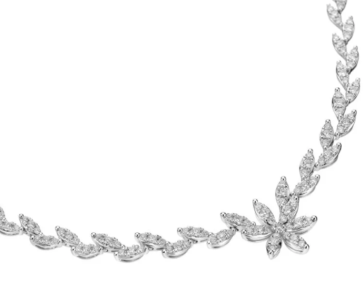 Apart Naszyjnik z białego złota z brylantami - kwiat - 42 cm - 2,00 ct - próba 585< Naszyjniki