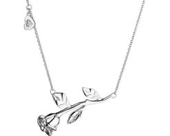 New Apart Naszyjnik z białego złota z diamentem - kwiat, róża, serce - 0,005 ct - próba 585