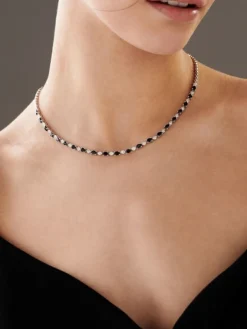 Online Apart Naszyjnik z białego złota z diamentami i szafirami - 45 cm - próba 585