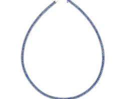 Best Apart Naszyjnik z białego złota z brylantami i szafirami - 42 cm - próba 585