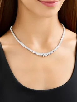 Discount Apart Naszyjnik z białego złota z brylantami - 43 cm - 6,40 ct - próba 750