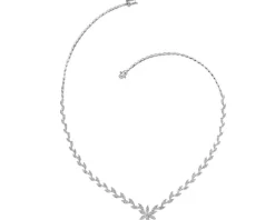 Apart Naszyjnik z białego złota z brylantami - kwiat - 45 cm - 2,00 ct - próba 585< Naszyjniki