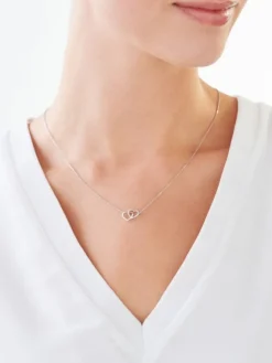 Hot Apart Naszyjnik z białego złota z diamentem - serca - 0,003 ct - próba 375
