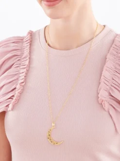 New Artelioni Naszyjnik z brązu pozłacany z cyrkoniami - Księżyc