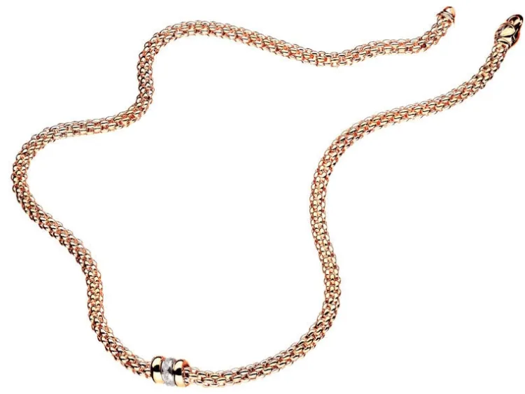 Fope Naszyjnik z różowego i białego złota z brylantami - 43 cm - - 0,10 ct - próba 750< Naszyjniki