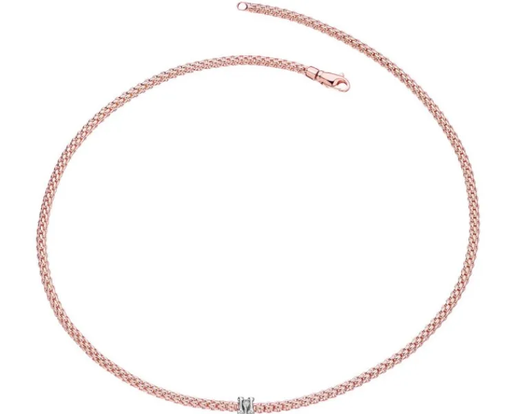 Fope Naszyjnik z różowego i białego złota z brylantami - 43 cm - 0,12 ct - próba 750< Naszyjniki