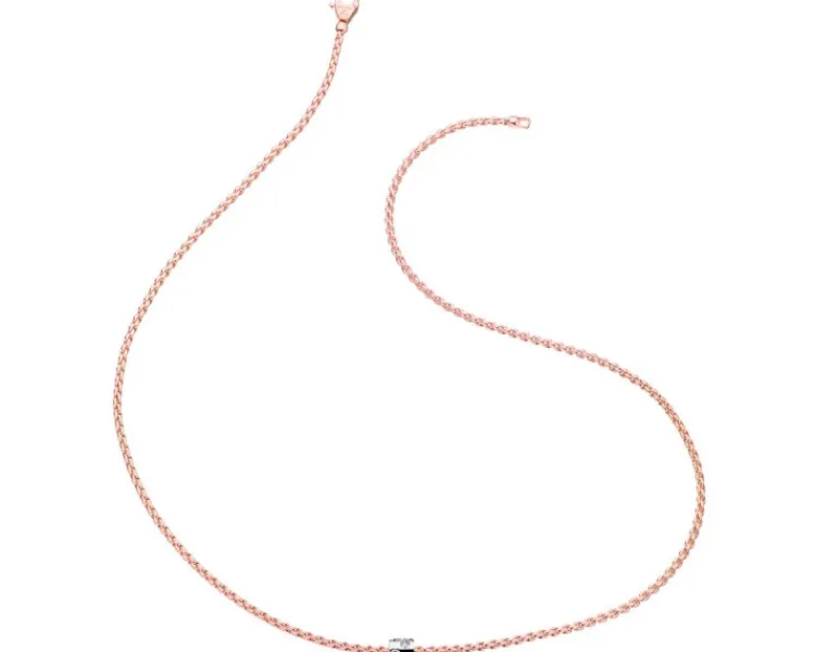 Best Fope Naszyjnik z różowego i białego złota z brylantami - 43 cm - 0,17 ct - próba 750