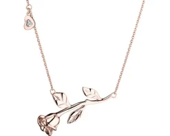 Apart Naszyjnik z różowego złota z diamentem - kwiat, róża, serce - 0,005 ct - próba 375< Naszyjniki