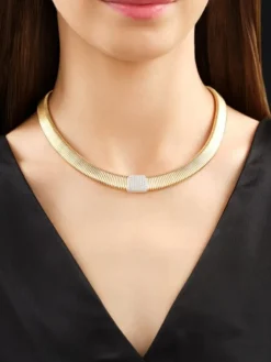 Apart Naszyjnik z żółtego i białego złota z brylantami - 43 cm - 0,54 ct - próba 750< Wszystkie