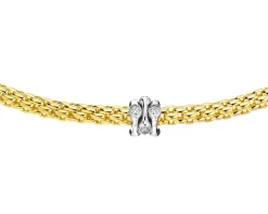Fope Naszyjnik z żółtego i białego złota z brylantami - 43 cm - 0,12 ct - próba 750< Naszyjniki