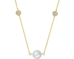 Apart Naszyjnik z żółtego i białego złota z diamentami i perłą - próba 375